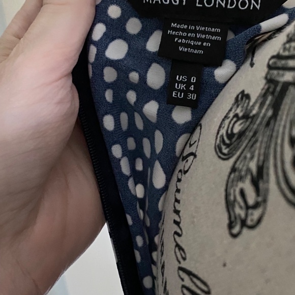NWT Maggy London Twist Waist Midi Dress - Navy and white Sz 0 - Picture 4 of 4